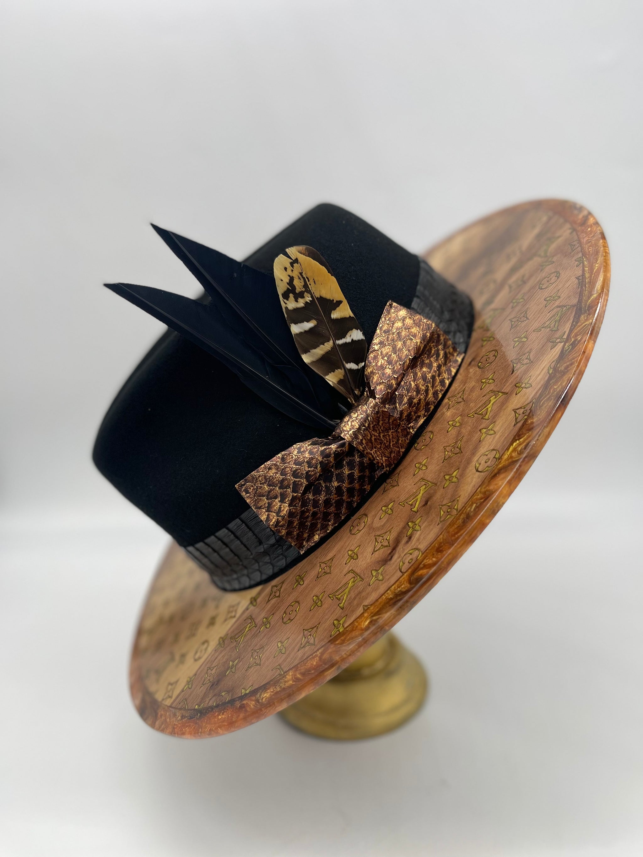 Authentic refurbished Louis Vuitton firm brim fedora LV Wood Brim Cream Gold – The Dapper Renaissance main image 4