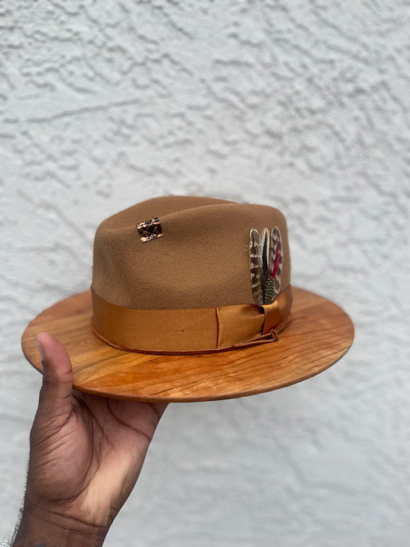 XXL 7 3/4 - 8 Cherry Wood Fedora
