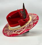 READY TO SHIP LARGE RED MANDALA WOOD BRIM FEDORA