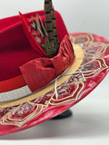 READY TO SHIP LARGE RED MANDALA WOOD BRIM FEDORA