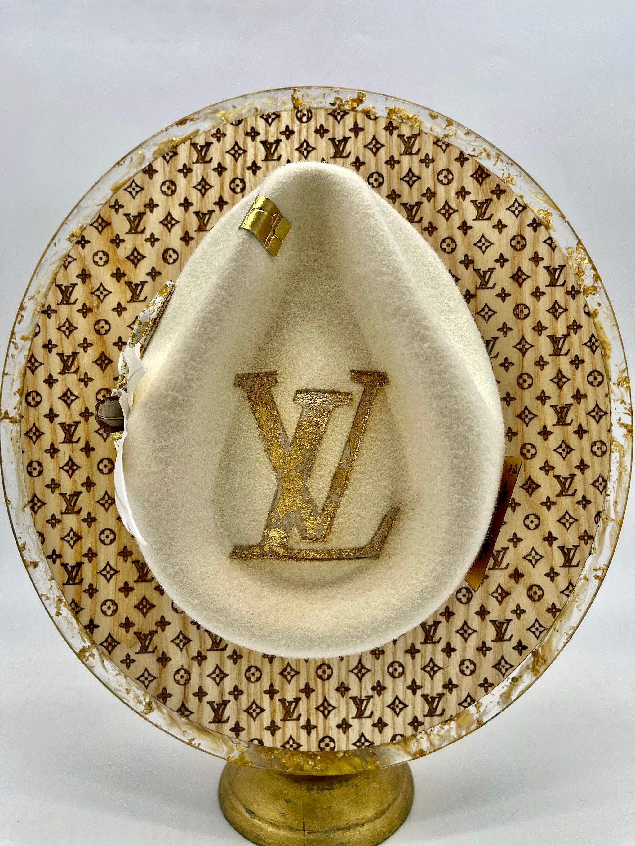 Authentic refurbished Louis Vuitton firm brim fedora Louis Vuitton Leather-Trimmed Fedora Hat - Neutrals Hats  main image 2