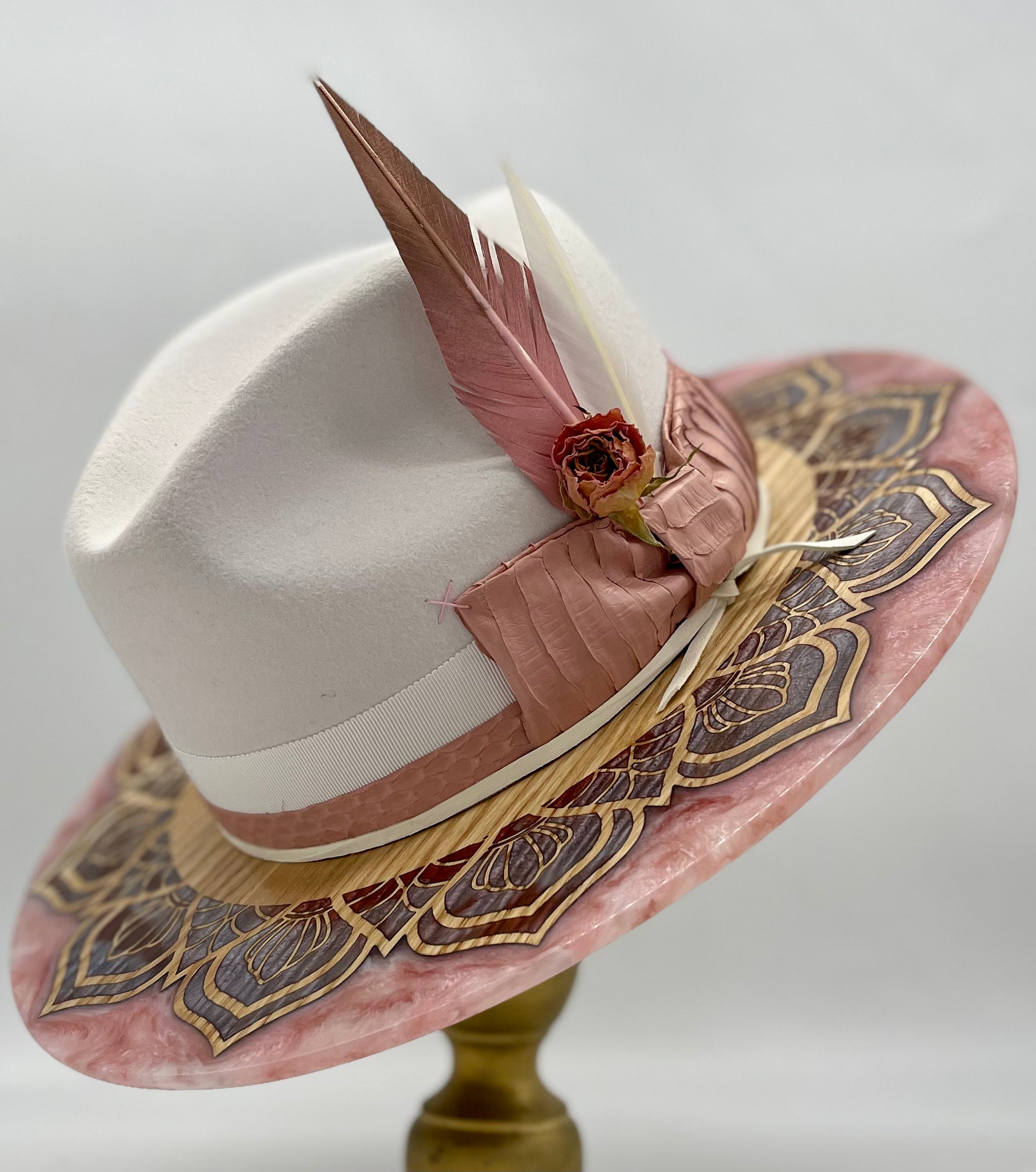 39104 POL  Wood Fedora MANDALA WOOD BRIM FEDORA – The Dapper Renaissance main image 4
