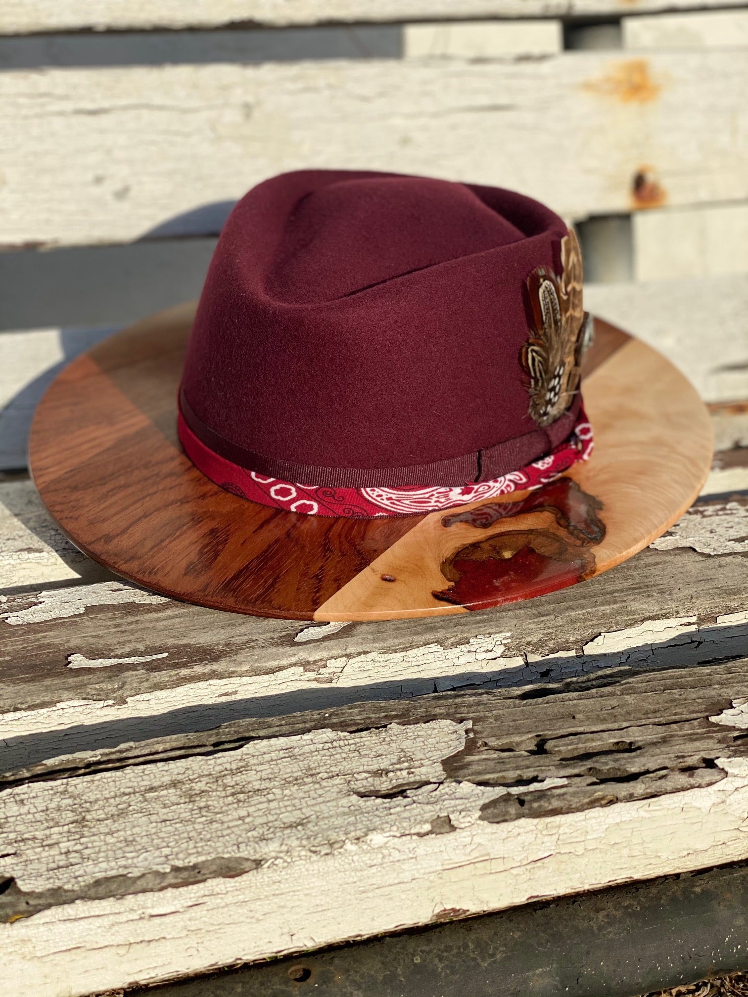 Burgundy Large Wide Brim Fedora Hat Burgundy Braided Wide Brim Pinch Crown Fedora Hat – Suits & More main image 4