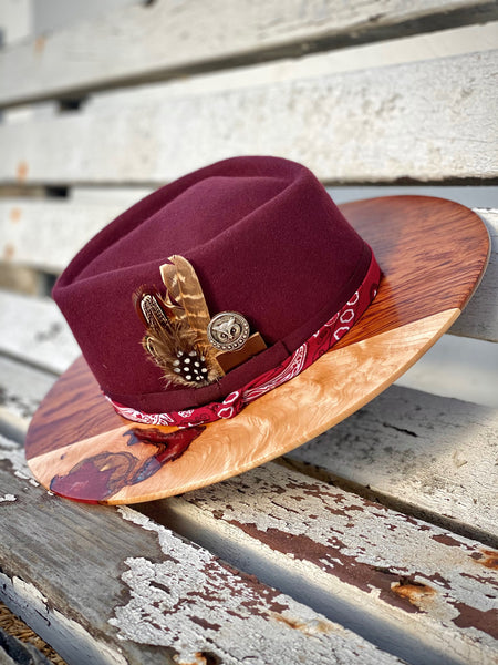 BURGUNDY DIAMOND CROWN WOOD BRIM FEDORA – The Dapper Renaissance